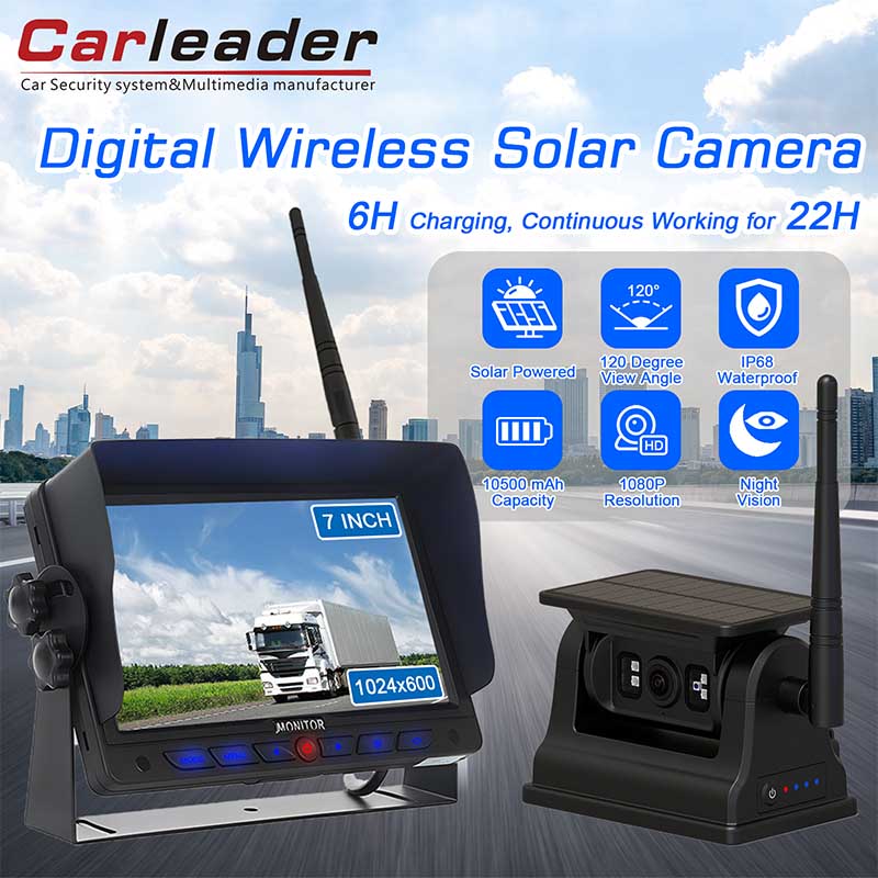 7'' wireless magnetic solar backup camera kit